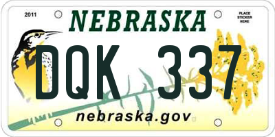 NE license plate DQK337
