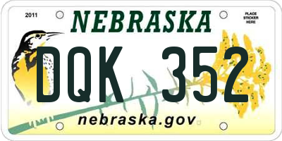 NE license plate DQK352