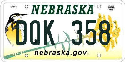NE license plate DQK358