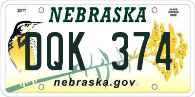 NE license plate DQK374
