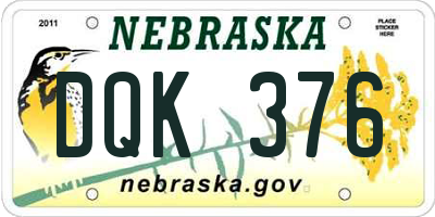 NE license plate DQK376