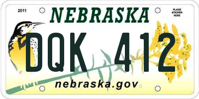 NE license plate DQK412