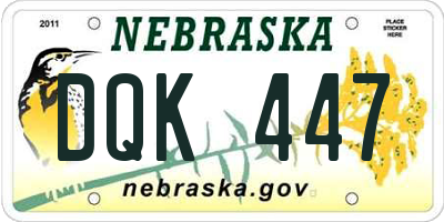 NE license plate DQK447