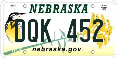 NE license plate DQK452