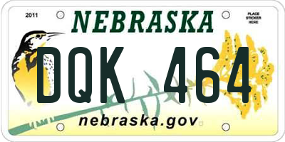 NE license plate DQK464