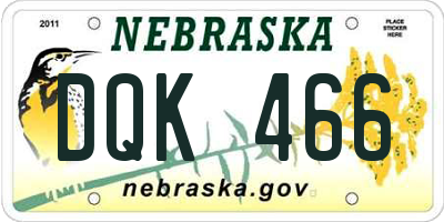 NE license plate DQK466