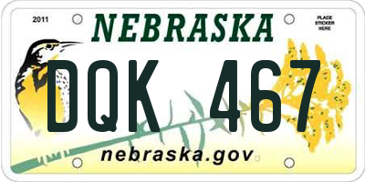 NE license plate DQK467