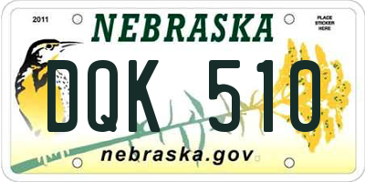NE license plate DQK510