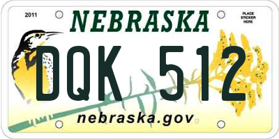 NE license plate DQK512