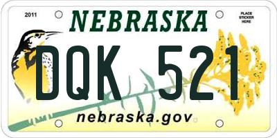 NE license plate DQK521