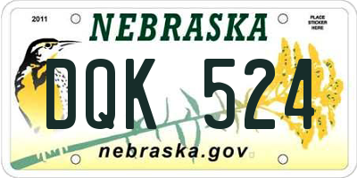 NE license plate DQK524