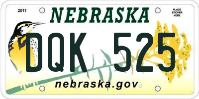 NE license plate DQK525