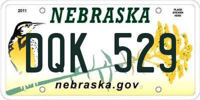 NE license plate DQK529