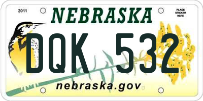 NE license plate DQK532