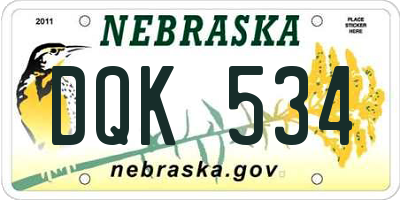 NE license plate DQK534