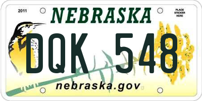 NE license plate DQK548