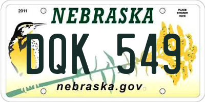 NE license plate DQK549