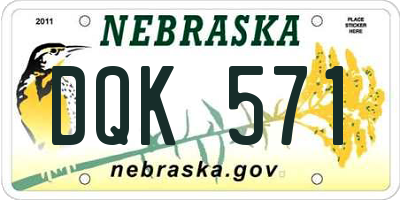 NE license plate DQK571