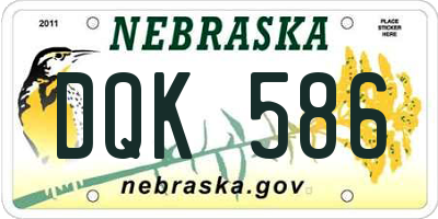 NE license plate DQK586