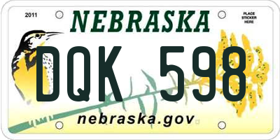 NE license plate DQK598