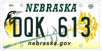 NE license plate DQK613