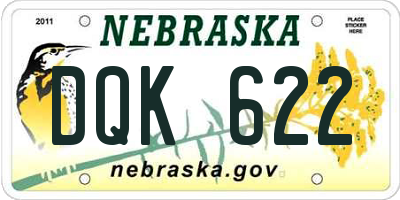 NE license plate DQK622