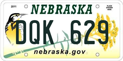NE license plate DQK629