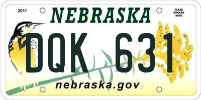 NE license plate DQK631