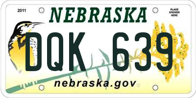 NE license plate DQK639