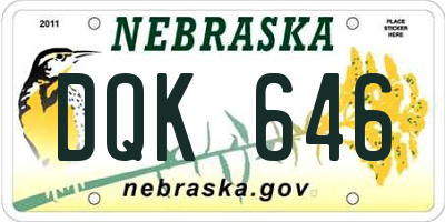 NE license plate DQK646