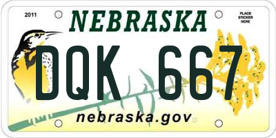 NE license plate DQK667