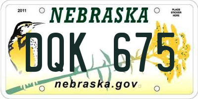 NE license plate DQK675