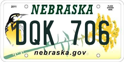 NE license plate DQK706