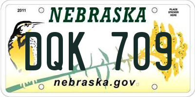 NE license plate DQK709
