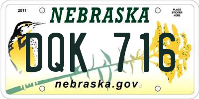 NE license plate DQK716