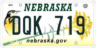 NE license plate DQK719