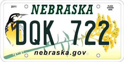 NE license plate DQK722