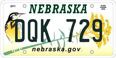 NE license plate DQK729
