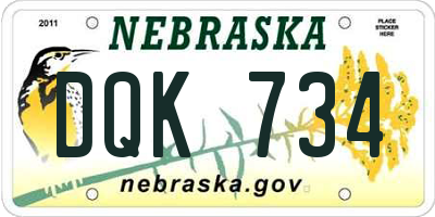 NE license plate DQK734