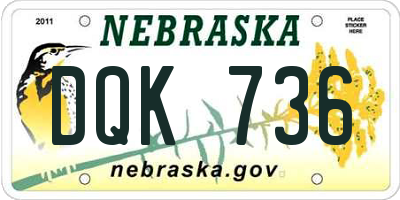 NE license plate DQK736