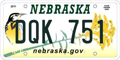 NE license plate DQK751