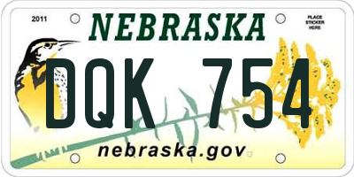 NE license plate DQK754