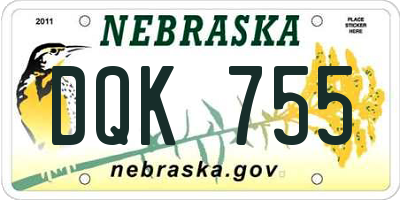 NE license plate DQK755