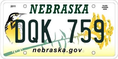 NE license plate DQK759