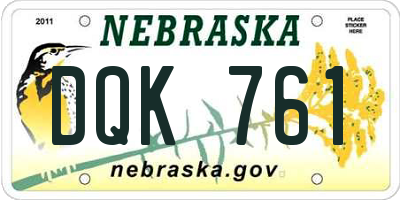 NE license plate DQK761