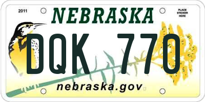 NE license plate DQK770
