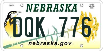 NE license plate DQK776