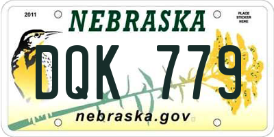 NE license plate DQK779