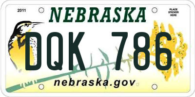 NE license plate DQK786