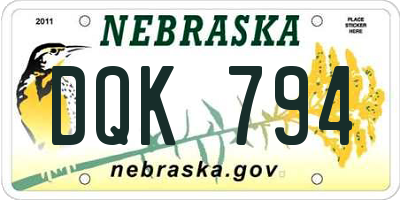 NE license plate DQK794